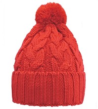 Czapka merino zimowa, z pomponem, Macome, czerwona, 54-56 cm