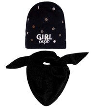 Komplet wiosenny-jesienny dla dziewczynki, czapka i chusta, czarny, Majida, 52-54 cm