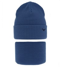 Komplet zimowy dla chłopca: czapka i komin, Moreo, niebieski (2), 54-59 cm