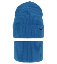 Komplet zimowy dla chłopca: czapka i komin, Moreo, niebieski, 54-59 cm