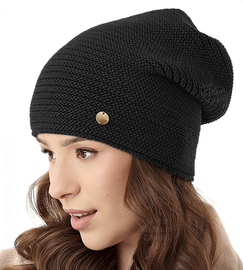 Czapka zimowa, damska smerfetka, Angoule, czarna, 55-57 cm