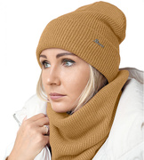 Czapka i komin, jesień/zima, komplet damski, Ottava, musztardowy, 56-59 cm