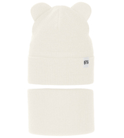 Komplet wiosenny/jesienny dla dziewczynki, czapka i komin, kremowy, Jakra, 48-50 cm