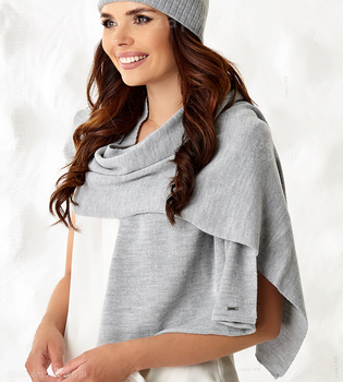 Duży, długi szalik damski, oversize 672, na jesień, zimę, brązowy (05)