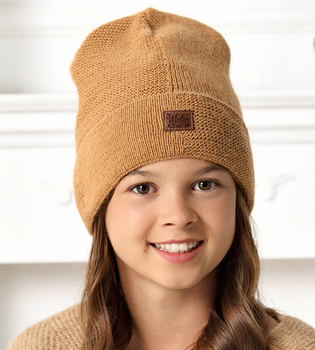 Czapka dla dziewczynki, Cameron, beanie, boho, grafitowa, 52-55 cm