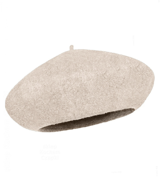 Beret damski zimowy, wełniany, Vineca, beżowy melanż (960), 55-57 cm