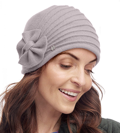 Czapka zimowa damska, wełniana, elegancka, Sabien, szara, 55-56 cm