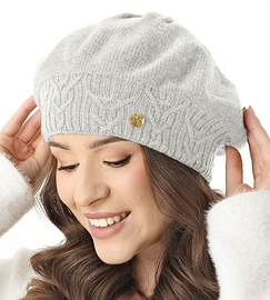Beret damski, czapka,  Belana, szary, 56-59 cm