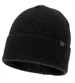 Czapka zimowa męska, z dodatkiem wełny merino, Rokins, czarny+szary melanż, 55-57 cm