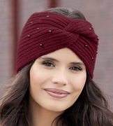 Opaska damska, wełniana, zimowa, Kardiga, bordowy, 56-60 cm