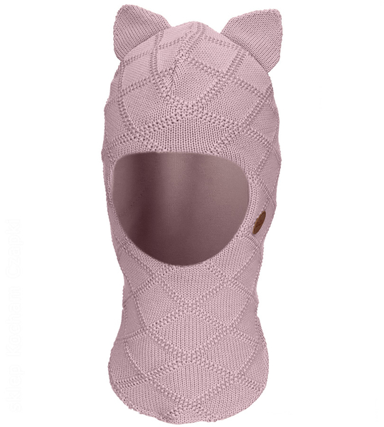 Kominiarka dla dziewczynki, wełna merino 100%, Deneria, jasny wrzosowy, 50-53 cm