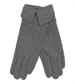 Długie rękawiczki damskie z mankietem, welurowe M-L