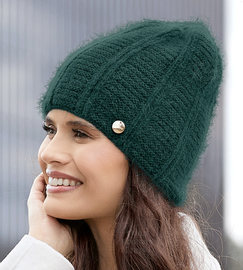 Czapka zimowa damska z angorą, Kristana, zielony, 55-58 cm