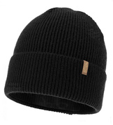 Czapka damska z wełną merino, Hattoe, czarna, 55-58 cm