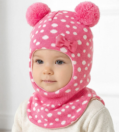 Kominiarka dla dziewczynki na zimę, Jannika, róż jaskrawy, 42-46 cm