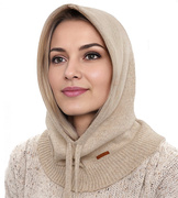 Kominiarka damska, kaptur zimowy, merino 17%, Beliza, beżowa (15) 55-62 cm