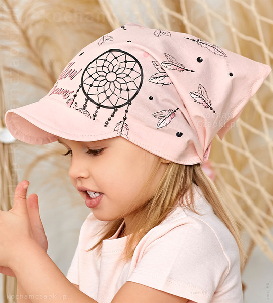 Chustka z daszkiem, na głowę dla dziewczynki, New Follow Dreams, biały+żółty, 50-52 cm