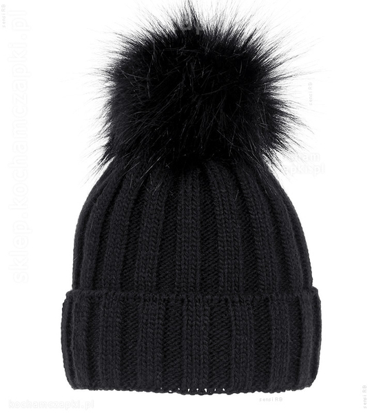 Czarna zimowa czapka damska Komma  z podszewką polarową rozm. 56-60 cm