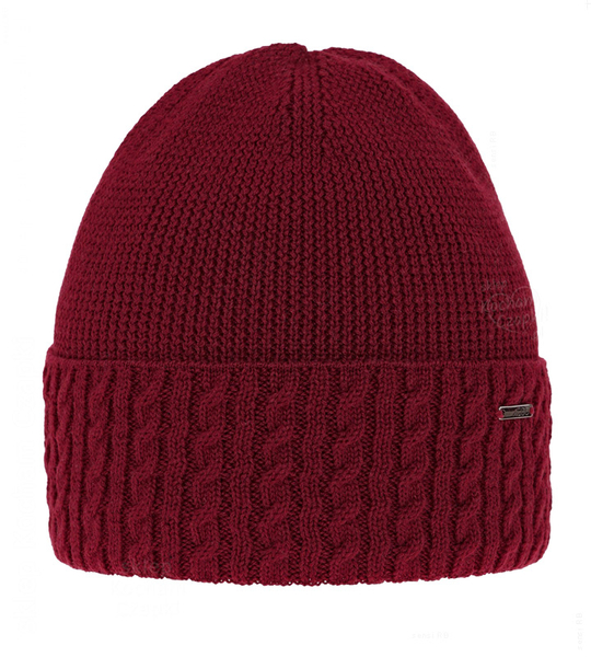 Czapka zimowa damska, 50% merino, Beffe, bordowa, 55-57cm	