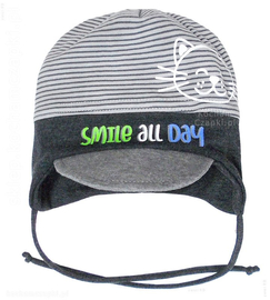 Czapka wiosenna jesienna dla chłopca, Smile Day, rozm. 42-46 cm