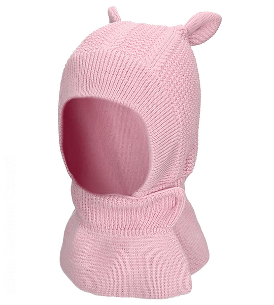 Czapka, kominiarka zimowa dla dziewczynki, Zemelia, różowa, 38-42 cm