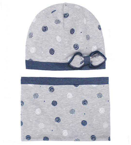 Czapka i komin dla dziewczynki na wiosnę/jesień, Cornelia rozm. 50-53 cm