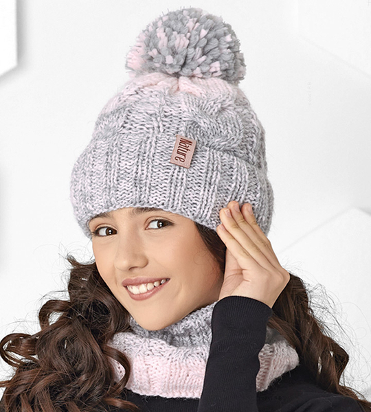 Komplet czapka i komin, Gunila, dla dziewczynek rozm. 52-56 cm