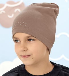 Czapka dla chłopca, jesienna/wiosenna, bawełniana, Alwino, fango, 55-57 cm