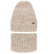 Komplet zimowy dla dziewczynki, czapka i komin, Laventine, beżowy (04),  50-52 cm