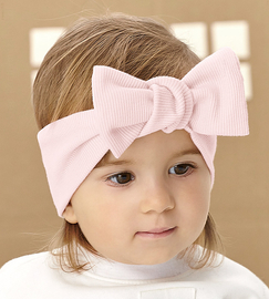 Opaska bawełniana dla dziewczynki z z kokardą, jasnoróżowa, Veseo, 48-50 cm