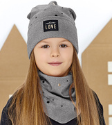 Czapka i chustka, wiosenna/jesienna, komplet dla dziewczynki, szary, Faiga, 46-49 cm