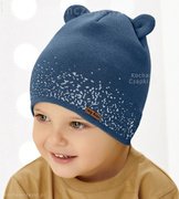 Czapka chłopięca, dzianinowa, z uszkami misia, wiosna/jesień, GetUP, rozm. 48-52 cm
