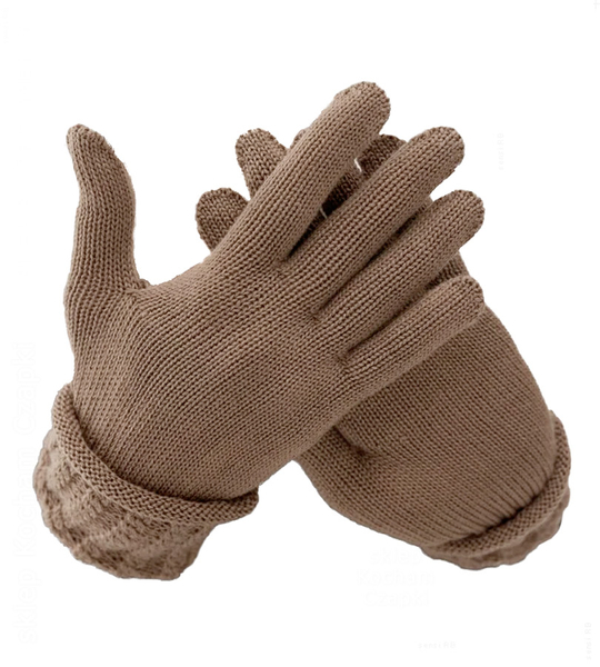 Rękawiczki merino damskie, wełna 100%, Kendall, kakaowe, M/L