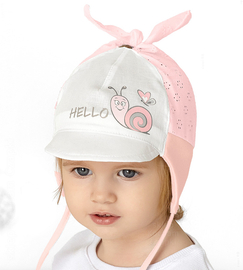 Czapka na lato dla dziewczynki, biały + różowy, Heliia, 44-46 cm