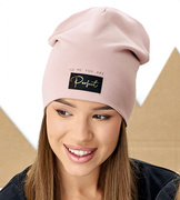 Czapka wiosenna/jesienna damska, pudrowy róż, Savrse, 54-57 cm