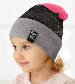 Czapka dla dziewczynki, wiosenna/jesienna, dzianinowa, Quinby, smerfetka, rozm. 46-48 cm