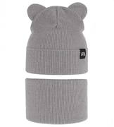 Komplet wiosenny/jesienny dla chłopca, czapka i komin, szary (2), Jragan, 45-49 cm
