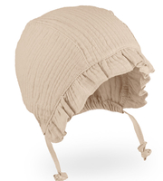 Bonetka z muślinu, czapka na lato dla dziewczynek, beżowa, Cristina, 40-42 cm