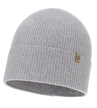 Czapka jesienna, damska, wełna merino z kaszmirem, Nalieta, szara, 54-57 cm