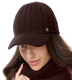Czapka z daszkiem na zimę, damska, Horsia, brązowa, 55-57 cm