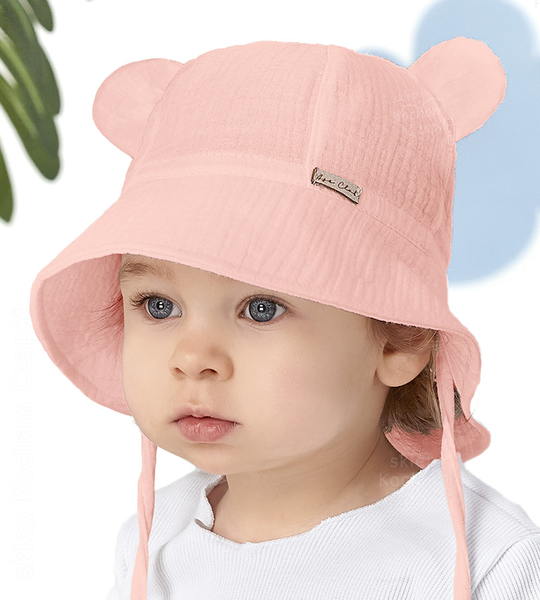 Kapelusz dla dziewczynki, muślinowy ,róż pudrowy (5), Alcotia, 48-50 cm