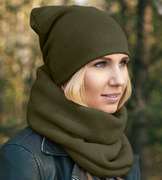 Czapka i komin damski, komplet jesienno-zimowy, Benita, khaki (5), 55-57 cm