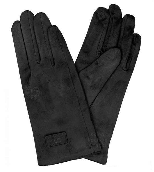 Rękawiczki damskie, dotykowe do ekranów, welurowe, czarne, rozmiar M/L