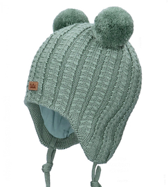 Czapka merino przejściowa, dla chłopca, jesienno/zimowa, Dilome, zielona, 42-45 cm