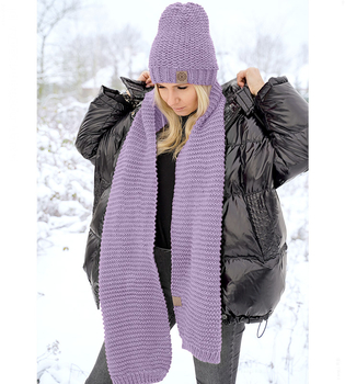 Damski zimowy komplet, czapka z polarem i długi szal, GISELE rozm. 54-56  cm