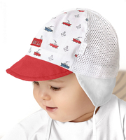 Czapka z daszkiem dla chłopca, z siateczką, wiązana, biały + czerwony, Kekere, 49-51 cm