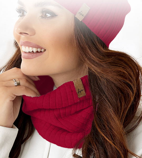 Komin z dzianiny prążkowanej jesienno zimowy Catrine