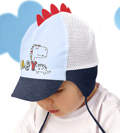 Czapka z daszkiem dla chłopca, na lato, granatowa, Baby Dino, 38-40 cm
