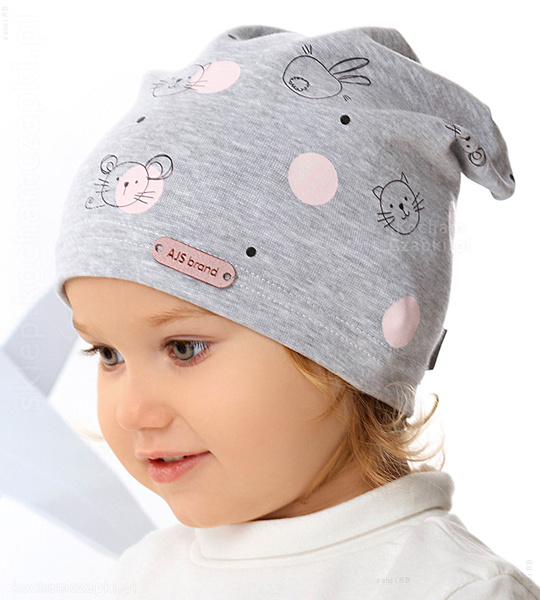 Czapka dziewczęca smerfetka z myszkami, Leonor, rozm. 48-50cm