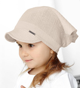 Muślinowa chustka z daszkiem, czapka dla dziewczynki, beżowa, Misiabela, 49-50 cm